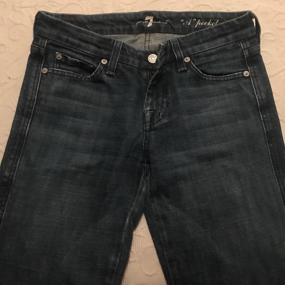 7 For All Mankind Women's Dark Blue Jeans - Picture 3 of 4